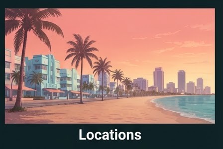 Stylized Vice City street scene